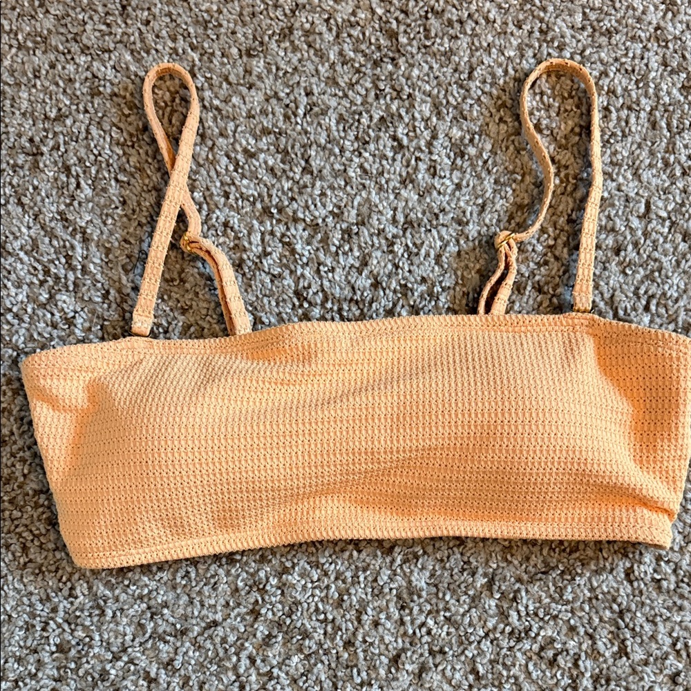 Cabana del Sol Soft Orange Textured Bandeau Sz Medium